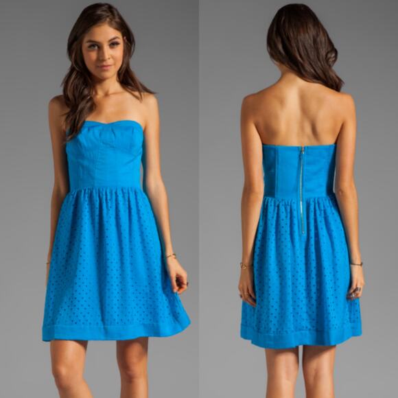 Rebecca Taylor Blue Strapless Eyelet Corset Dress Size 0 As Seen On Taylor Swift - Picture 2 of 16